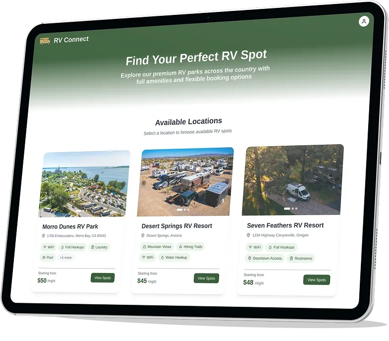 RV Connect App Tablet Mockup